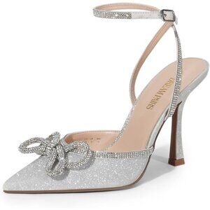 🆕 Women Silver High Heels Destiny Closed Toe Strappy Sexy Party Dress Shoes